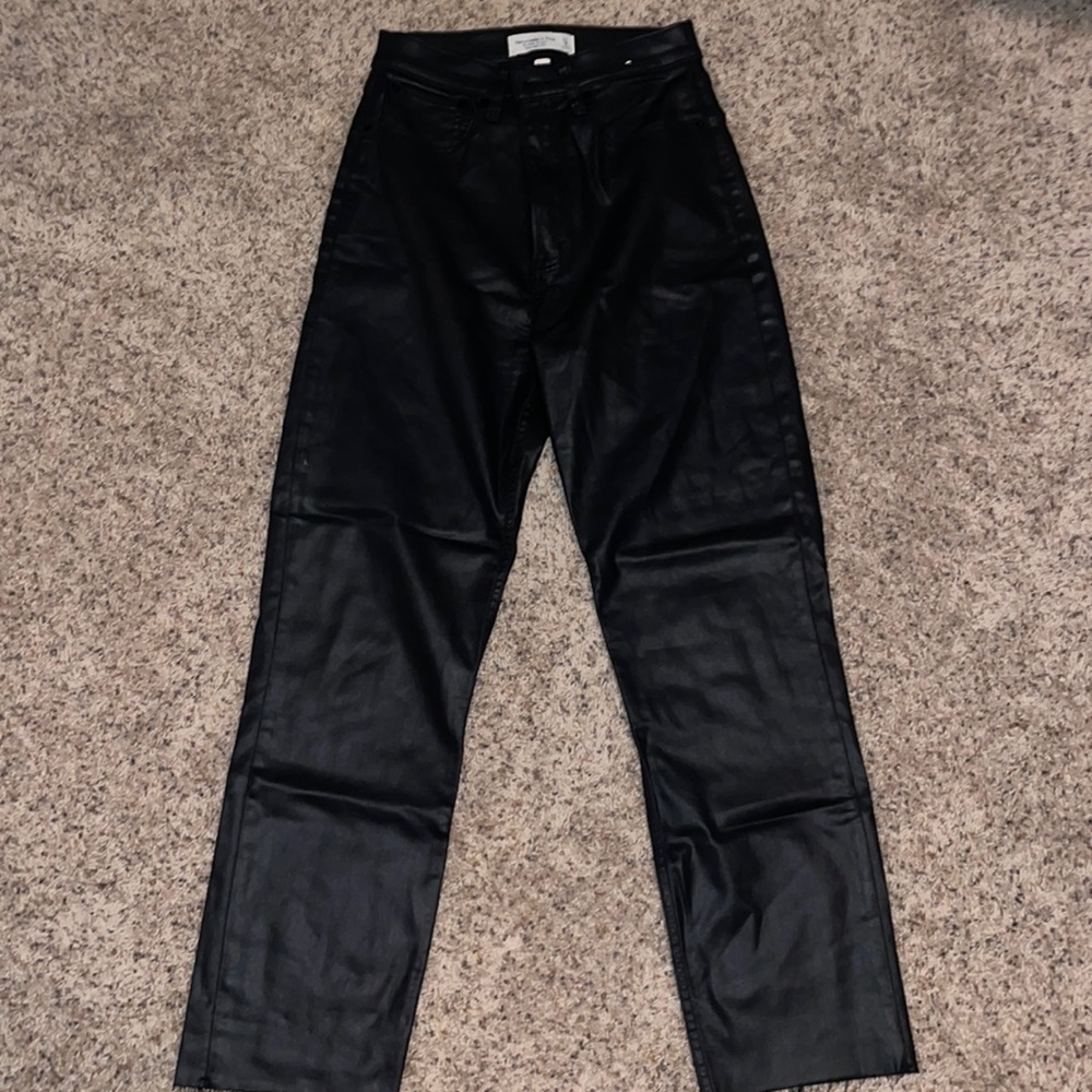 Abercrombie Faux Leather Straight Ultra High Rise